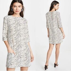 EQUIPMENT FEMME 100% Silk Aubrey Shift Dress Snake Print Size M In Natural